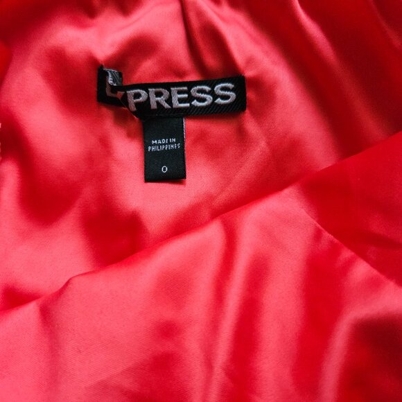 Express Belted Strapless Ruffle Coral Orange Dress Size 0 - Picture 3 of 5